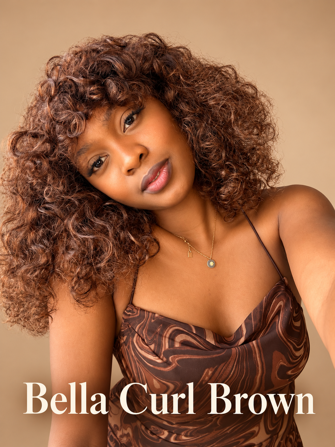 Bella Curl Brown — Perruque 100 % cheveux humains | 18 pouces
